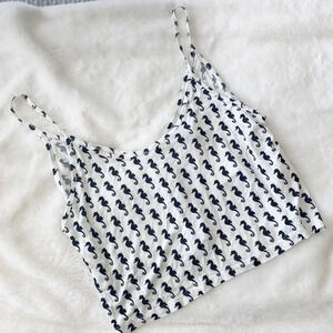 H&M Divided black & white seahorse print sleeveless crop top NWT size small